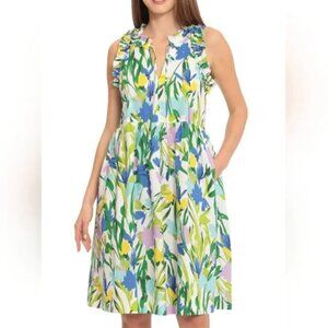 Maggie London Vibrant Floral Midi Dress - Size 0 - Like New